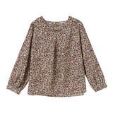 ベージュ花 | ブラウス ビットVネック ギャザースリーブ | 夢展望