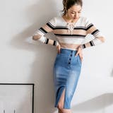 サックス | スカート ストレッチ デニム | 夢展望