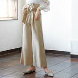 ベージュ(ワイド) | パンツ ハイウエスト タック | 夢展望