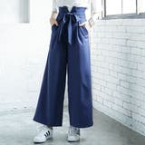 ネイビー(ワイド) | パンツ ハイウエスト タック | 夢展望