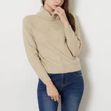 グレージュ | 通年使えるタートルネック ニット セーター | 夢展望