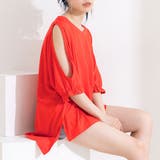 レッド | WEB限定 オープンショルダートップス 韓国ファッション | 夢展望