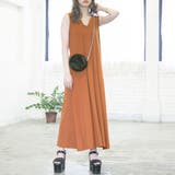 オレンジ | 韓国ネックタックカットワンピース 韓国ファッション オルチャン 夢展望 | 夢展望
