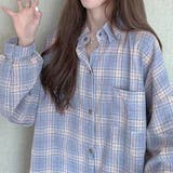 ブルー | オーバーサイズチェックシャツ 韓国 オルチャン 夢展望 | 夢展望