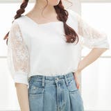 ホワイト | スクエアネックチュール刺繍袖ブラウス 韓国 オルチャン 夢展望 | 夢展望