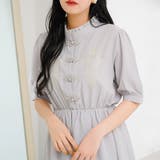ライトブルー | 刺繍入りチャイナ半袖ワンピース 韓国 オルチャン 夢展望 | 夢展望