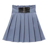 ブルー | 3連バックルベルトプリーツスカート 韓国 オルチャン 夢展望 | DearMyLove
