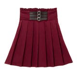 ボルドー | 3連バックルベルトプリーツスカート 韓国 オルチャン 夢展望 | DearMyLove