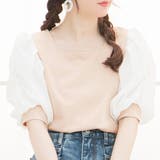 ライトベージュ×ホワイト | シアーパワショルカットトップス 韓国 オルチャン 夢展望 | 夢展望