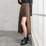 ブラウン×ブラック | 美脚スリットスカート 韓国ファッション オルチャン 夢展望 | 夢展望