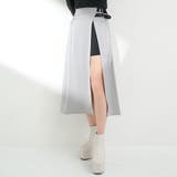 ブルーグレー×ブラック | 美脚スリットスカート 韓国ファッション オルチャン 夢展望 | 夢展望