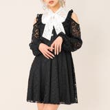 ブラック | フリルビジューフレアワンピース【M~3L】 韓国 オルチャン 夢展望 | 夢展望