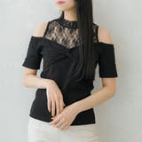 ブラック×ブラック | レースレイヤードテレコリブトップス 韓国 夢展望 | 夢展望