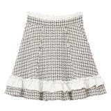 膝上　ホワイト | ハートビジューフリルツイードスカート 量産型 地雷系 夢展望 | DearMyLove