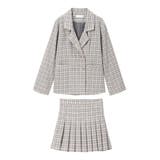 ネイビー | ジャケット&プリーツミニスカパンチェック柄セットアップ 量産型 地雷系 夢展望 | DearMyLove