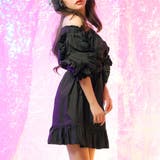 ブラック | リボンベルト付きフリル袖ワンピース 韓国 夢展望 | 夢展望