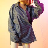 ネイビーストライプ | ビックオーバー2WAYシャツ 韓国 夢展望 | 夢展望