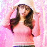 ピンク | オフショルバイカラーリブニットトップス 韓国 夢展望 | 夢展望