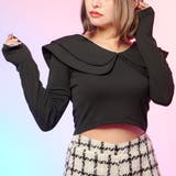 ブラック | ビックカラーコンパクト丈カットソートップス 韓国 夢展望 | 夢展望