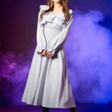 ライトブルー | 2wayオフショルカシュクールフリルカラーウエストリブワンピース 韓国 夢展望 | 夢展望