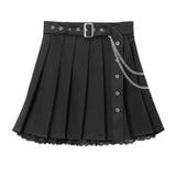 ブラック | チェーンレースプリーツスカート 量産型 地雷系 夢展望 | DearMyLove