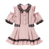 チュニック　ピンク | キラキラビジューオフショルフリルワンピース 量産型 地雷系 | 夢展望