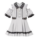 ミニ　ブルーグレー | キラキラビジューオフショルフリルワンピース 量産型 地雷系 | 夢展望