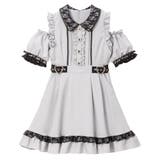 膝上　ブルーグレー | キラキラビジューオフショルフリルワンピース 量産型 地雷系 | 夢展望