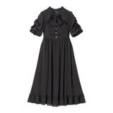 ブラック | 上品胸開きフリルワンピース 量産型 地雷系 夢展望 | DearMyLove
