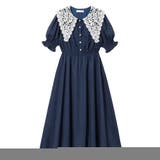 ネイビー | レース襟エアリージャガードワンピース 量産型 地雷系 夢展望 | DearMyLove