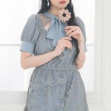ブルーグレー | 総レースリボン半袖ワンピース 韓国 夢展望 | 夢展望