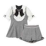 千鳥柄 | 選べる上品ヨークフリルビジューセットアップ 量産型 地雷系 夢展望 | DearMyLove