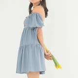 ブルーグレー | スクエアデコルテパフ袖細魅せワンピース 韓国 夢展望 | 夢展望