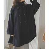 ネイビー | スタンドカラーミドルフレアコート 韓国 夢展望 | 夢展望