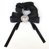 ブラック | キラキラハートパールビジューリボンサテンゴム 韓国 夢展望 | 夢展望