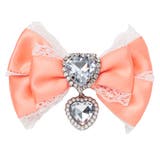 オレンジ | キラキラハートビジューレース2個セットリボンクリップ 量産型 地雷系 夢展望 | DearMyLove