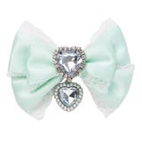 ミント | キラキラハートビジューレース2個セットリボンクリップ 量産型 地雷系 夢展望 | DearMyLove