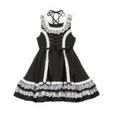ブラック×ホワイト | レースアップジャンパースカート middle 4Lー6L | DearMyLove