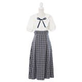 ロング ネイビー | 丸襟フリルリボン半袖ワンピース 量産型 地雷系 夢展望 | DearMyLove