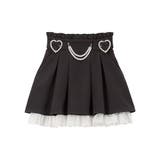 ブラック | ハートパールバックルフリルスカート 量産型 地雷系 夢展望 | DearMyLove