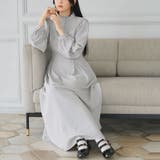 ブルーグレー | フリルスタンドカラーマキシワンピース 韓国 夢展望 | 夢展望