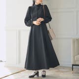 ブラック | フリルスタンドカラーマキシワンピース 韓国 夢展望 | 夢展望