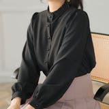 ブラック | フリルスタンドカラーブラウス 韓国 夢展望 | 夢展望