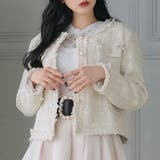 ベージュ | ノーカラーツイードジャケット 韓国 夢展望 | 夢展望