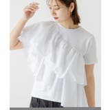 オフホワイト | アシンメトリーフリルTシャツ 韓国 夢展望 | 夢展望