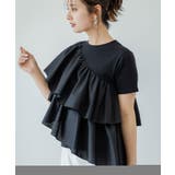ブラック | アシンメトリーフリルTシャツ 韓国 夢展望 | 夢展望