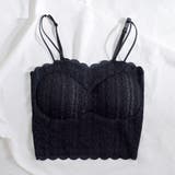 ブラック | パット入りスカラップレースキャミソール 韓国 夢展望 | 夢展望