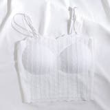 ホワイト | パット入りスカラップレースキャミソール 韓国 夢展望 | 夢展望