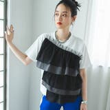 ホワイト×ブラック | ボリュームラッフルTシャツ 韓国 夢展望 | 夢展望