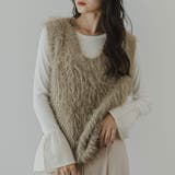 ベージュ | フェザーヤーンVネックベスト 韓国 夢展望 | 夢展望